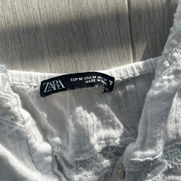 Zara Cinched waist top white lace summer - Picture 7 of 10